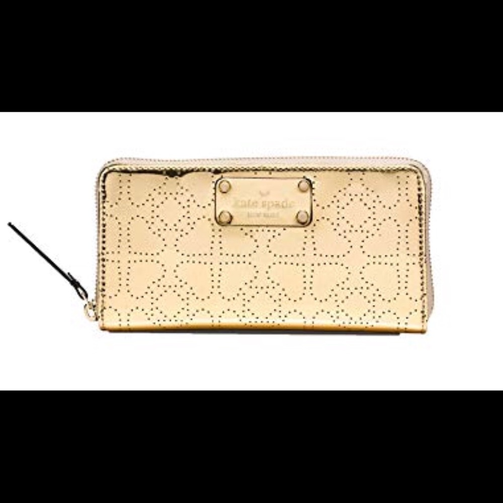 Kate spade wallet with gold hearts